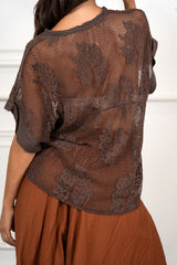Camicia Over Traforata con Inserti in Pizzo