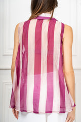 modella indossando Camicia Smanicata Positano Righe colore