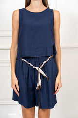 Completo in Tencel e Lino con Top Smanicato e Bermuda