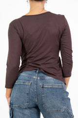 Maglia drappeggiata in viscosa con nodo laterale