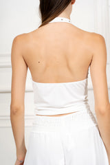 Top con Scollo Drappeggiato e Borchie