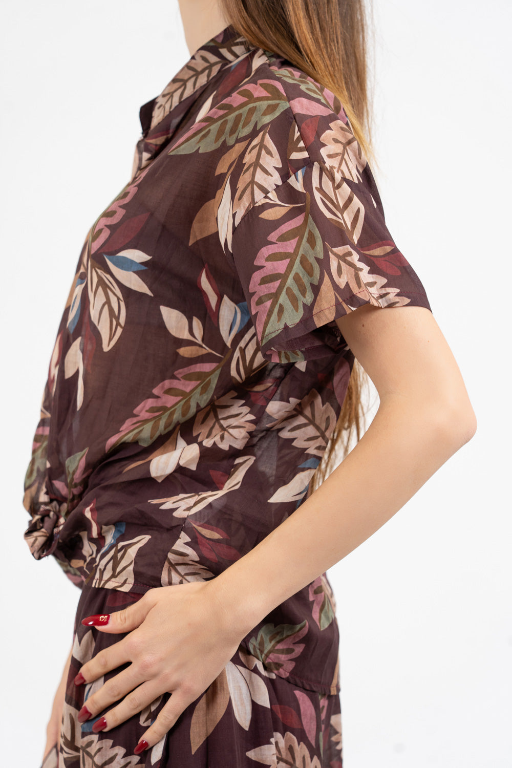 Camicia velata in cotone fantasia Forest Leaf.