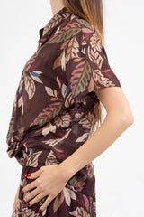 Camicia velata in cotone fantasia Forest Leaf.