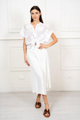 Camicia Over Traforata con Inserti in Pizzo