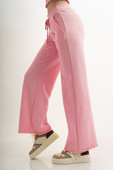 modella indossando Pantalone palazzo in felpa elasticizzata con coulisse colore