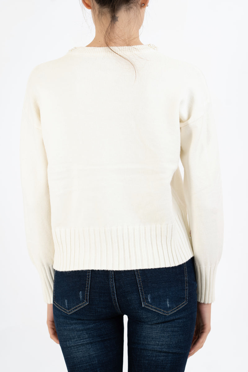 Maglione Pearl Dream con dettagli gioiello