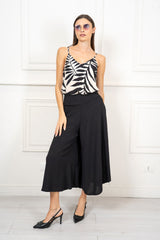 Top Spalline Fantasia Foglie Tropicali in Viscosa