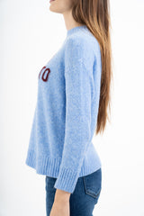 Maglione girocollo con scritta “Non vi sopporto più!” in misto lana Made in Italy