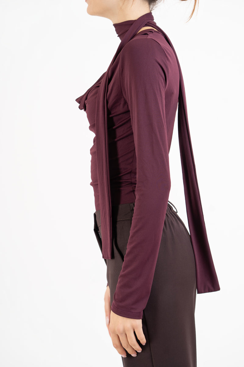 Maglia DrapeLuxe con fusciacca al collo