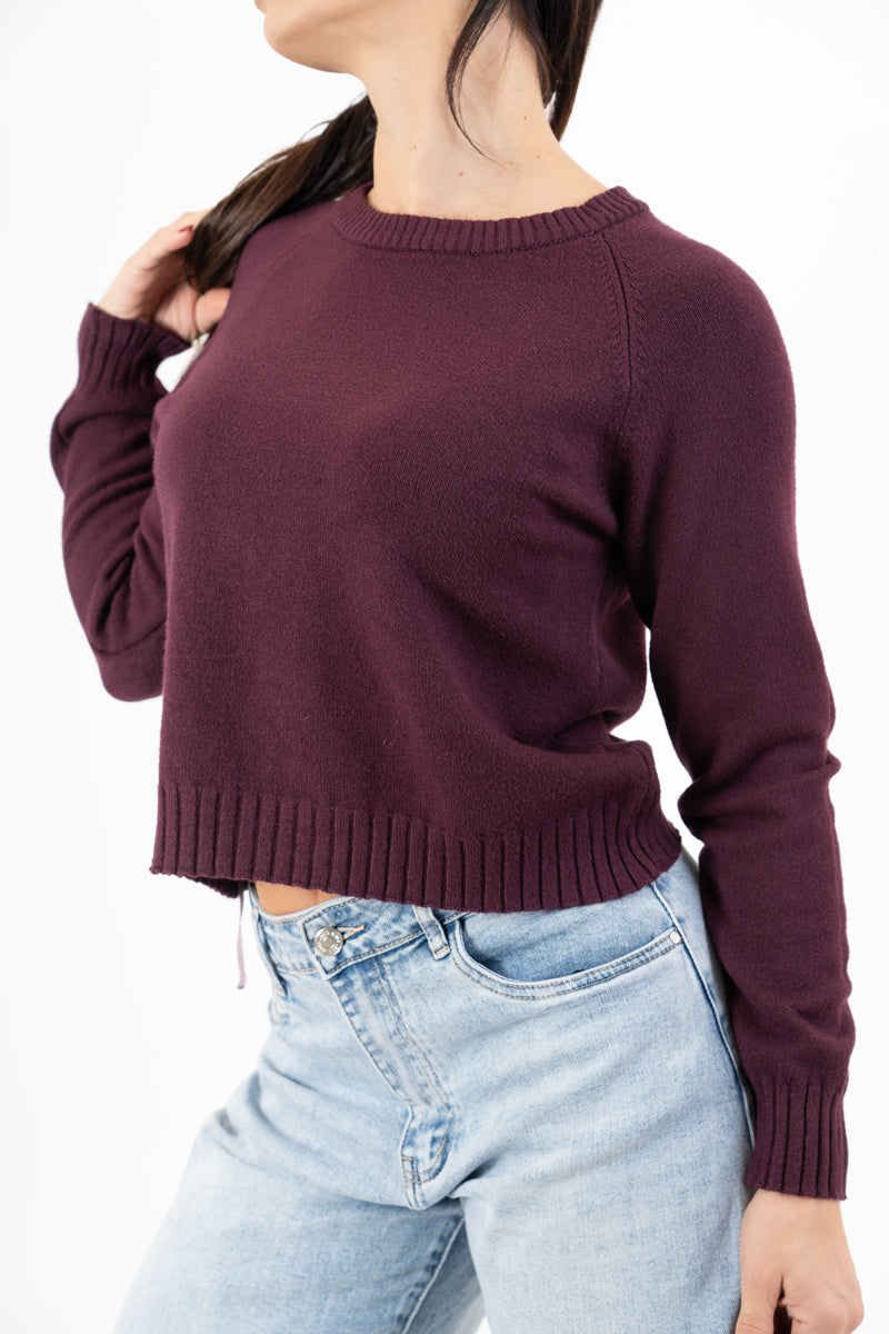 modella indossando Maglione sportivo con maniche raglan e bordo a coste colore