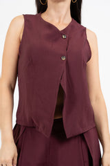 Gilet incrociato in misto viscosa.