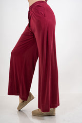 Pantalone palazzo in viscosa elasticizzata con coulisse Made in Italy