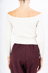 Maglia crop off-shoulder con laccio