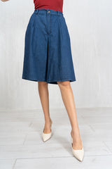 Bermuda chambray con elastico dietro