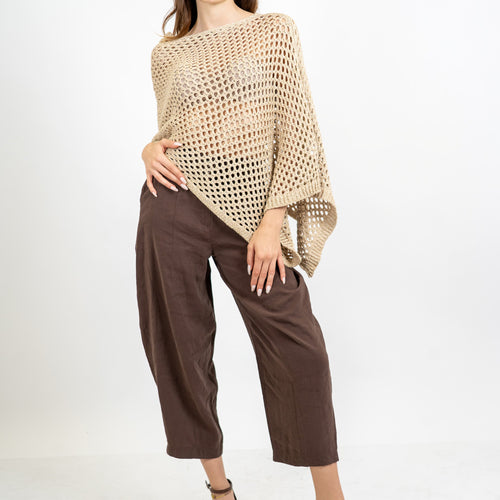 Poncho rete lurex in cotone effetto crochet.