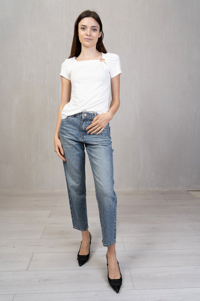 Maglia Viscosa con Anello Drappeggiato
