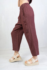 Pantalone in lino con vita elasticizzata