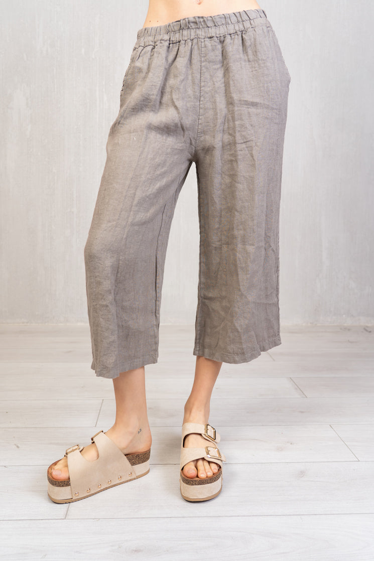 Pantagonna in 100% lino con elastico in vita