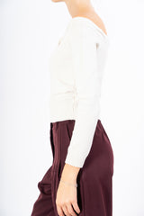 Maglia crop off-shoulder con laccio