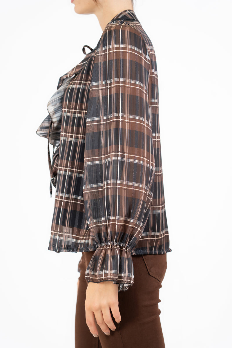 Maglia ShineCheck in georgette con rouche e lurex