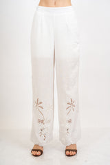 Completo palme traforate in rayon lino.