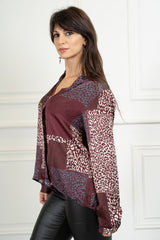 Maglia camicia patchwork maculato