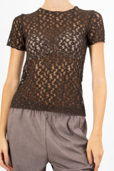 T-shirt goffrata semi-trasparente elasticizzata