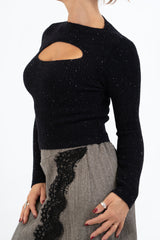 Maglia GlimmerCut con oblò e micro paillettes