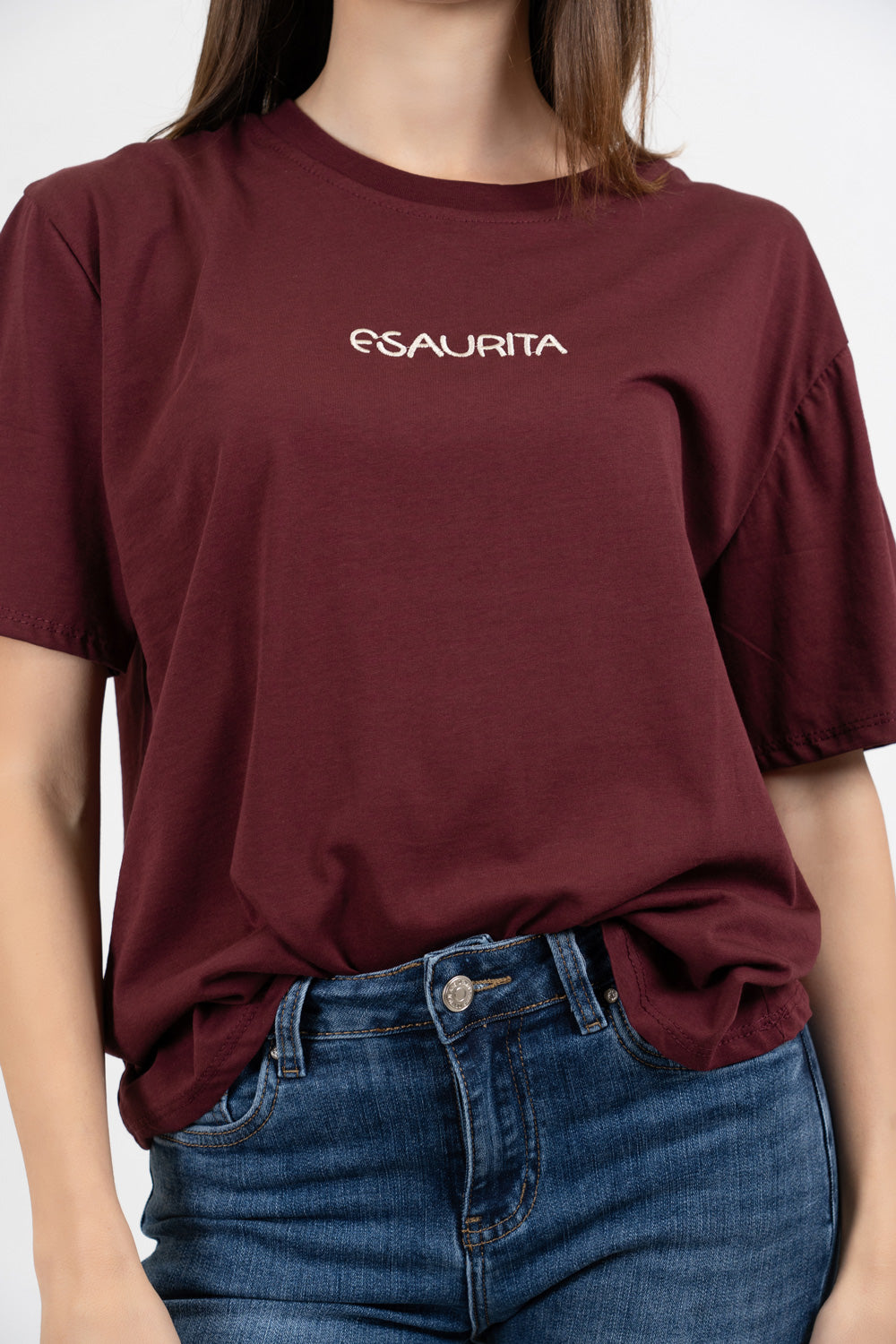 T-shirt scritta cotone “ESAURITA”.