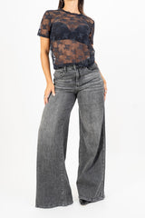 Maglia in pizzo Midnight Bloom over