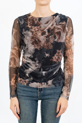 Maglia Draped Sheer Bloom