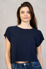 Maglia crop quadrata viscosa leggera