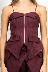 modella indossando Bustier Elodie con zip colore