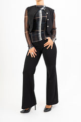 Gilet corto in crep con bottoni gioiello