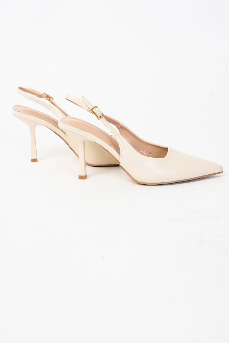 Décolleté slingback a punta Beige Raffinato