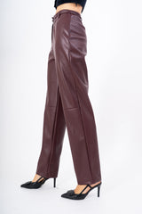 Pantalone High Waist in Finta Pelle