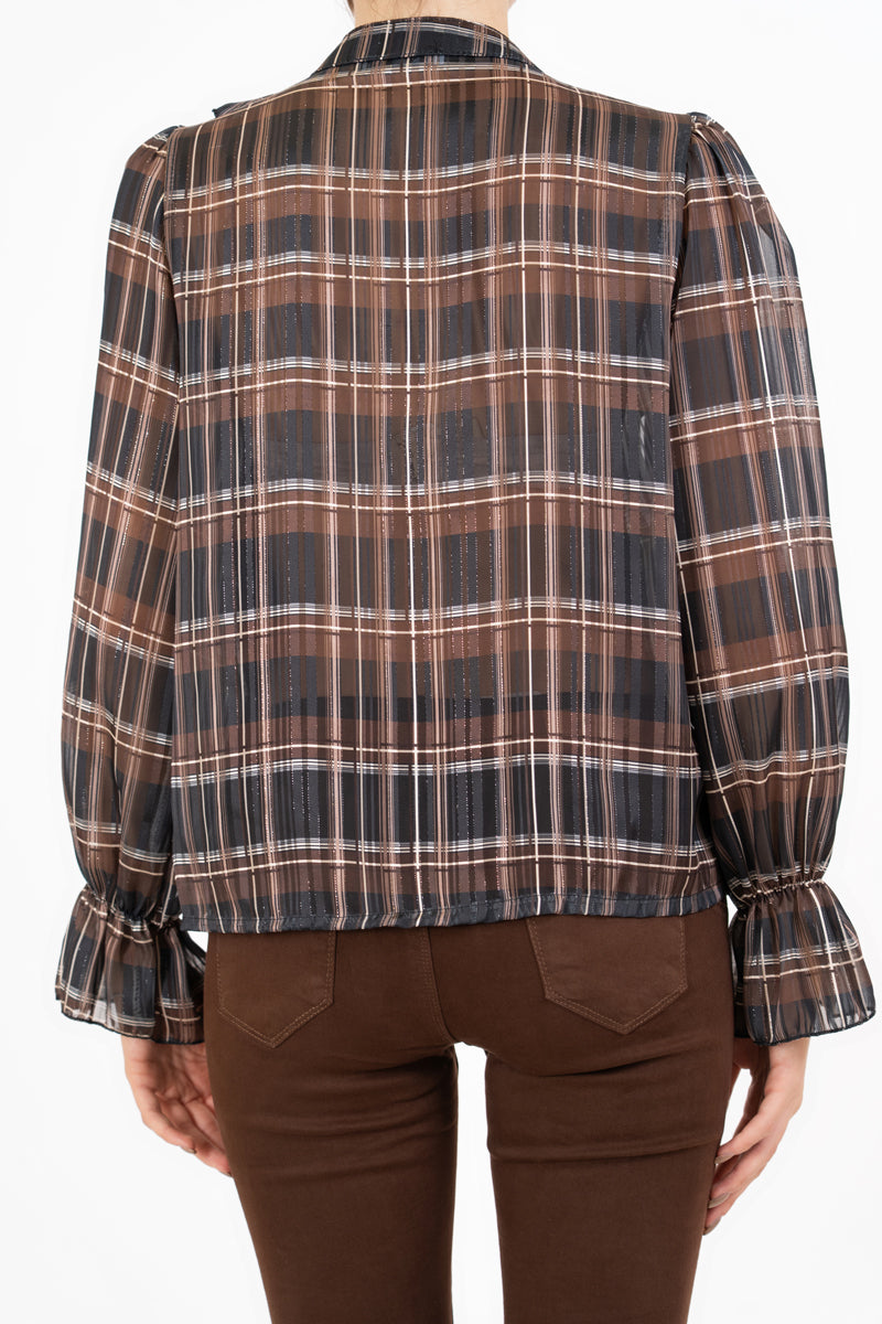 Maglia ShineCheck in georgette con rouche e lurex