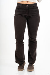 Pantalone a Coste a Zampa in Cotone – Marrone