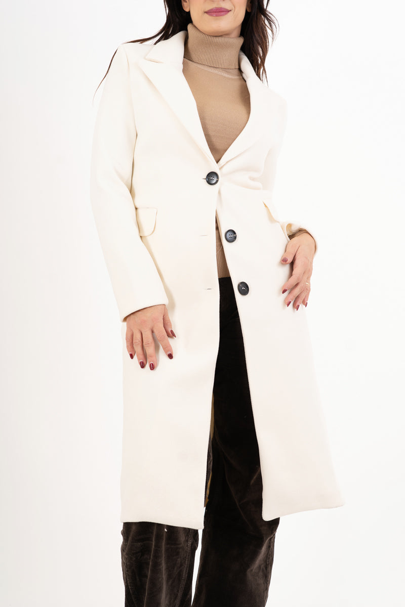 Cappotto Panna monopetto in panno