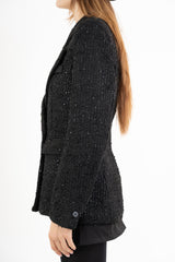 Giacca in bouclé con paillettes doppio petto