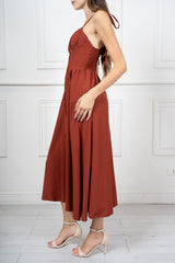 Abito lungo bustier in tela leggera con spalline regolabili Amalfi