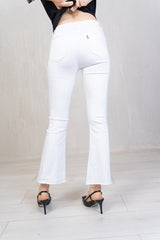 Jeans Flare Bianco con Fondo Taglio Vivo