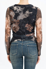 Maglia Draped Sheer Bloom