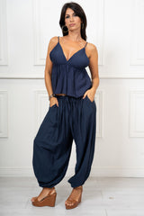 Top Fiammato con Scollo a Triangolo Made in Italy
