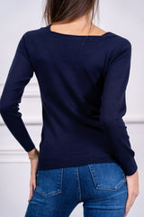 modella indossando Maglia Calista scollo quadrato colore