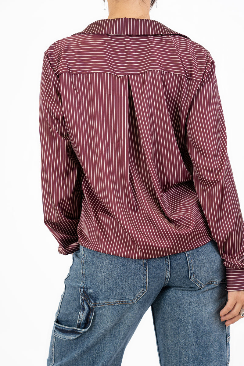 Camicia gessata in raso ShineStripe