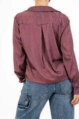 Camicia gessata in raso ShineStripe