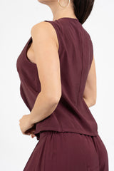 Gilet incrociato in misto viscosa.