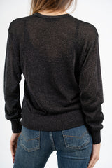 Cardigan in viscosa lurex con bottoni gioiello e scollo a V