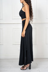 Completo Donna Top Crop e Gonna Pareo Lunga in Misto Viscosa